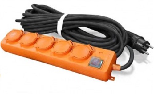 Удлинитель с заземлением UNIVersal 5х20м выключатель крышки 16А 3500Вт IP44 оранжевый картинка 